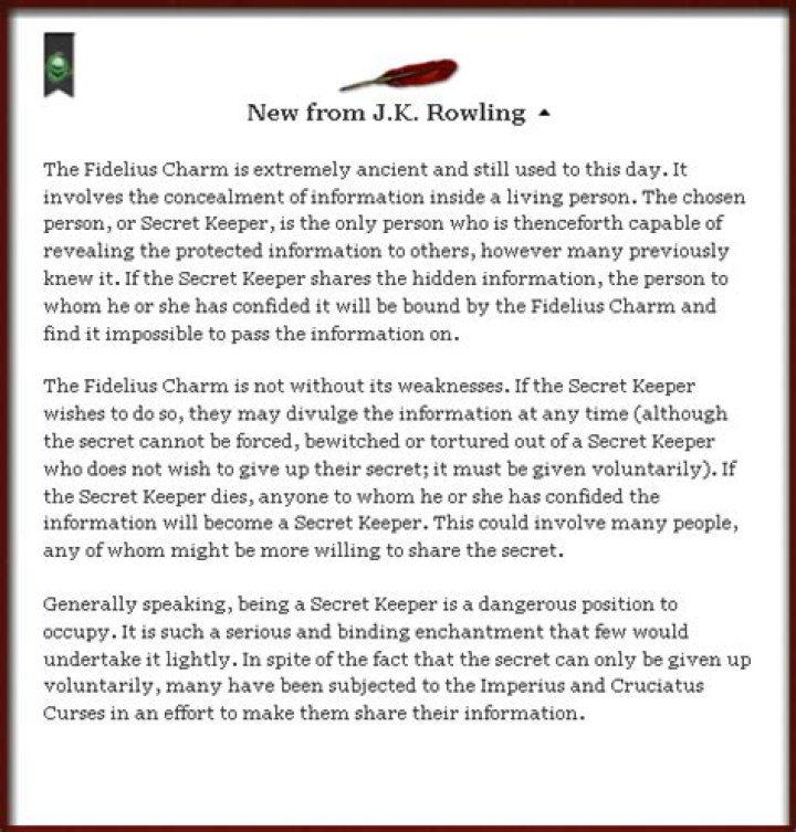 How does the Fidelius Charm work?
