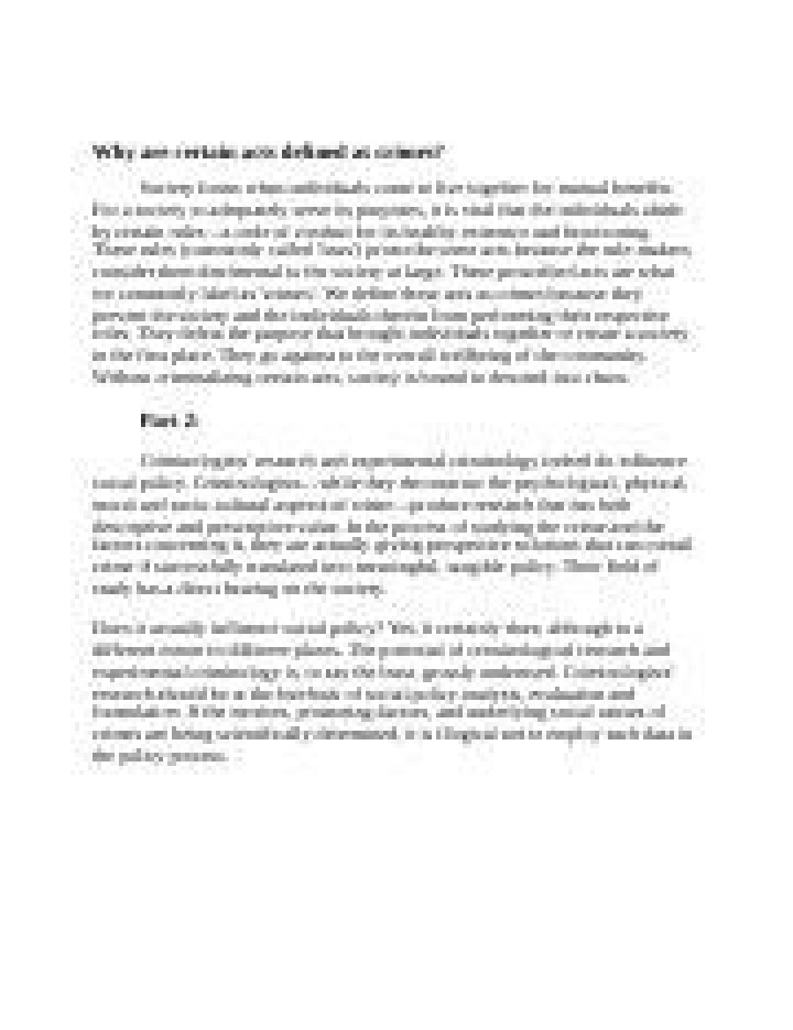 Why are certain acts defined as crimes?